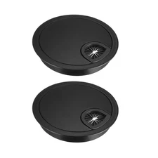 Cable Hole Cover 3-1/8" Zinc Alloy Desk Grommet , 2X Black)