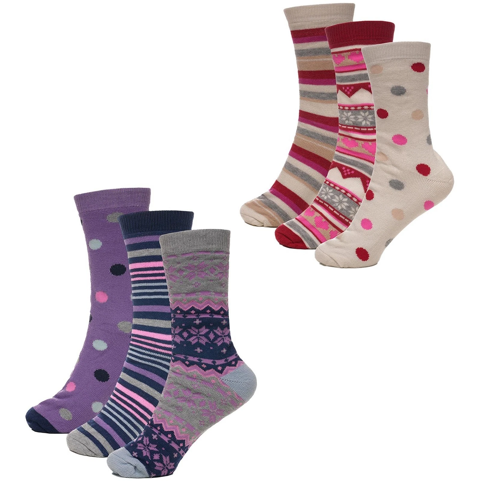 A2Z 3 Pack Ladies Patterned Thermal Socks Comfortable Winter Warm Cosy socks