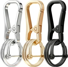 3 Pcs Keychain Clip with D Ring and 6 Heavy Duty Key Rings,Carabiner Hook for Ho
