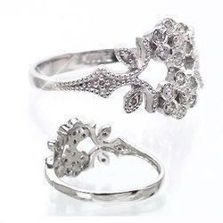 Diamant Blumen Ring Platin 900 0,2ct Antik Stil, Milgrain Finish, gebraucht - Bild 2 von 3