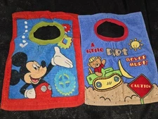 Mickey Terrycloth Bear Dirt Caution Bib Set Over The Head