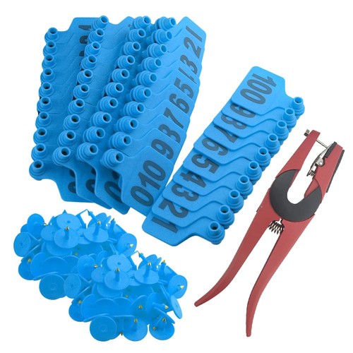 1-100 Number Plastic Livestock Blue Cow Cattle Ear Tag and Ear Tags Applicator