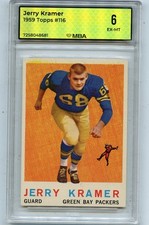 1959 TOPPS #116 JERRY KRAMER ROOKIE CARD RC, GREEN BAY PACKERS - MBA 6 (681). rookie card picture