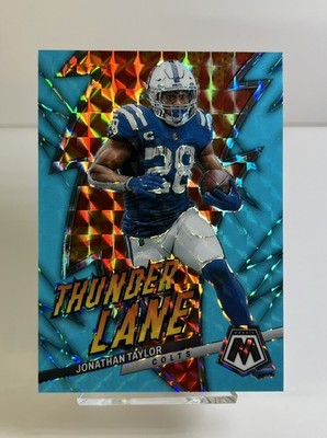 2023 Panini Mosaic Thunder Lane Blue Fluorescent -  Jonathan Taylor #3/15 Colts