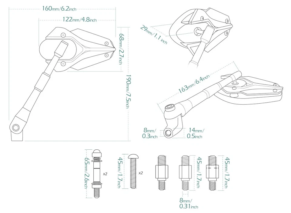 Espejo retrovisor Magazi modelo VIPER rojo ajustable se adapta a Suzuki V-Strom 650 1000 ABS Foto 2 de 4