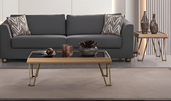 Modernes Sofa-Set Holzrahmen Glatte Ecken Minimalistischer Stil-image
