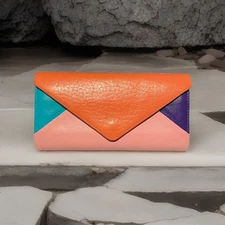 Chloe Envelope Multicolor Custom Colorblock Leather Continental Long Wallet $723