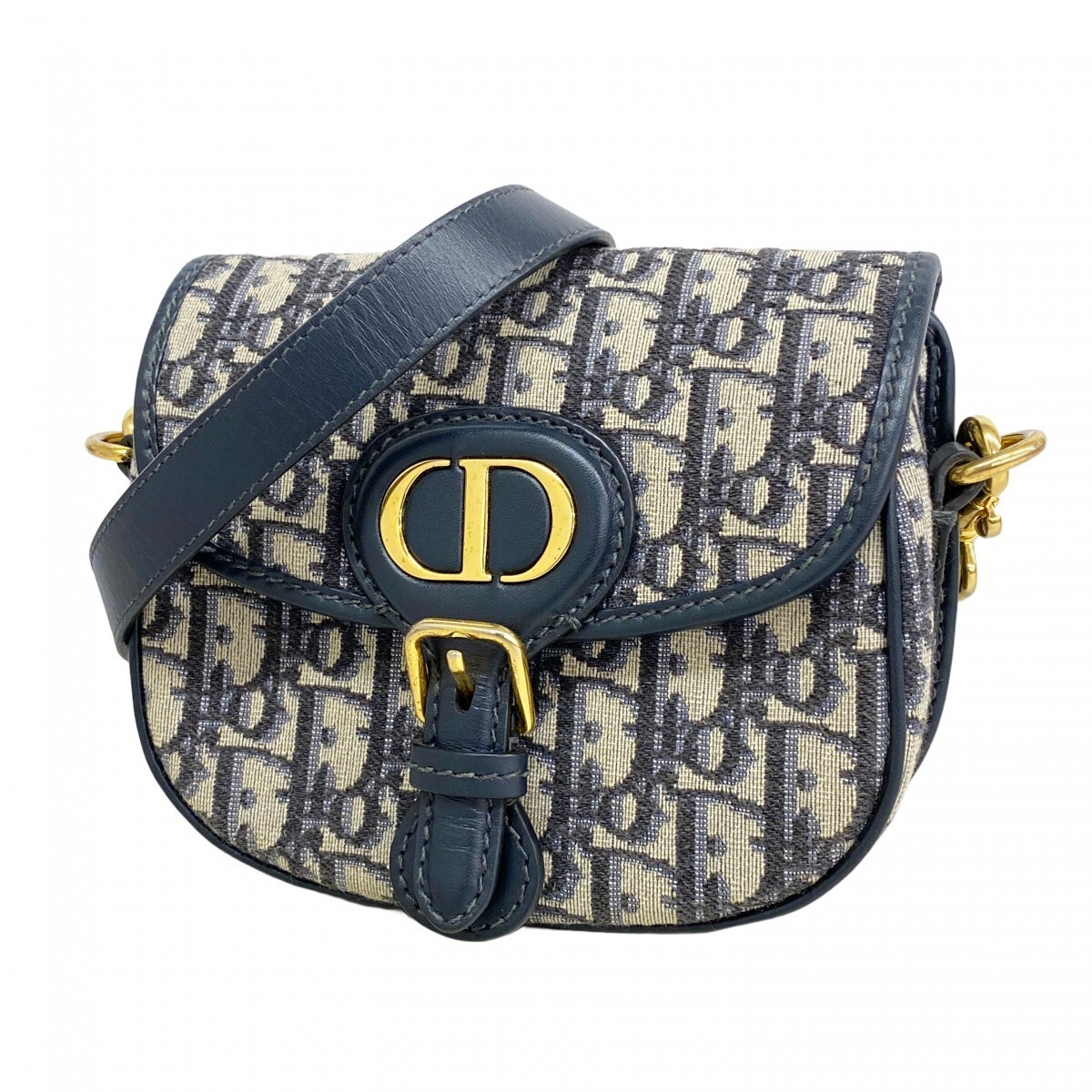 Christian Dior shoulder bag oblique canvas navy gold hardware 249119