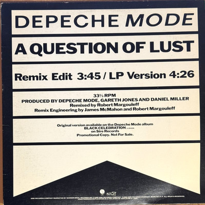 Depeche Mode   A Question Of Lust -  12'' Single, Promo - VG+/VG+