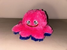 Reversible Octopus Plush Toy Mean/Happy Face Inspired Pink Blue Flippy Stuffed