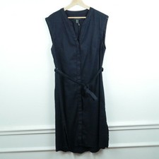 Tahari Size 12 Dress Linen Blend Sleeveless Tie Waist Preppy Coastal Vacation