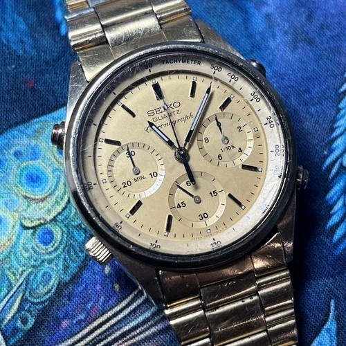 Seiko 7a28 7029 Quartz Chronograph Gold Men’s Vintage Watch Bond 007 For Parts
