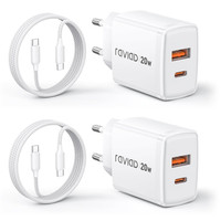 Usb C LadegeräT 20W 2-Pack SchnellladegeräT Mit Usb C Kabel 2M FüR Iphone Galaxy