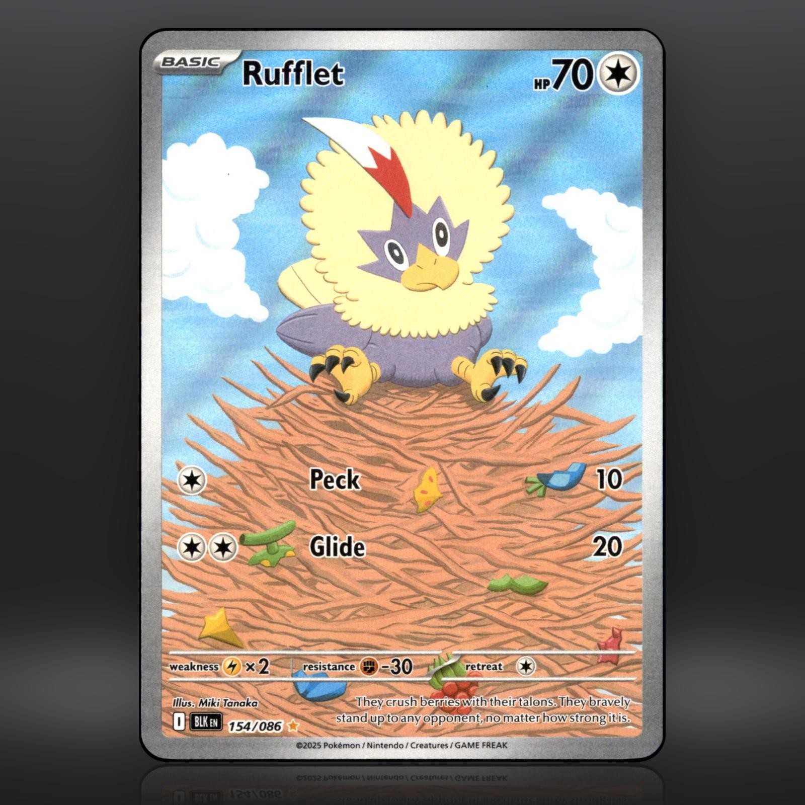 Rufflet 154/086 Holo Illustration Rare Black Bolt Pokemon Near Mint