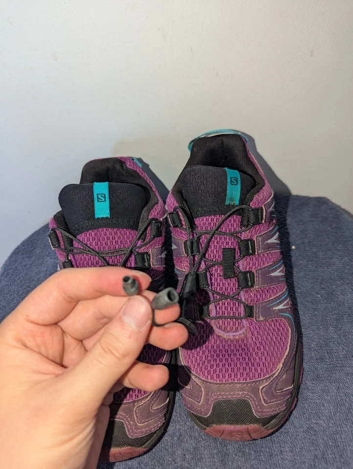 Sapatos de caminhada Salomon XA Pro meninas tamanho 4 roxo trilha ao ar livre parte superior baixa - Imagem 3 de 4