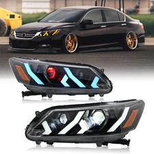 Full LED Headlights For Honda Accord  2013 2014 2015 9th Gen Sedan Front Lamps