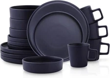 Cleo Modern Stoneware 16-Piece Dinnerware Set, Plates and Bowls Set, Dish Set Se
