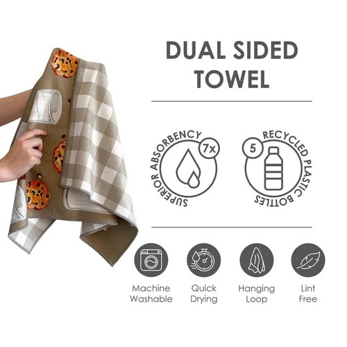 BUZZEE Dual Sided KITCHEN DISH TOWEL AND HAND TOWEL-MILK AND COOKIES - Picture 4 of 4