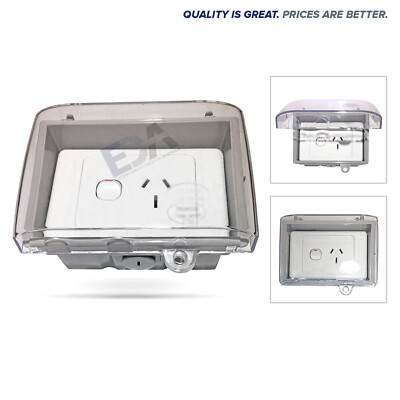 Weather Proof Double 15 AMP Power Point In WATER Enclosure Lock Clear Lid D GPO. | Australia - Foto 1