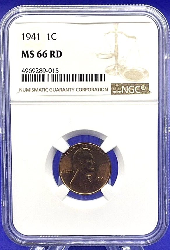⭐️ 1941 LINCOLN WHEAT CENT 1C NGC MS 66 RD 🔥 Fire Red Color UNCIRCULATED Coin - Image 2 of 4