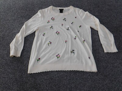 Ann Taylor Sweater Medium Beige stretch pullover floral factory pullover cotton