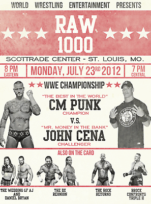 Raw 1000 Anniversay Cm Punk V John Cena Wrestling Art Retro Print 8x10 Wwf Wwe Ebay Raw 1000 Anniversay Cm Punk V John Cena Wrestling Art Retro Print 8x10 Wwf Wwe Ebay