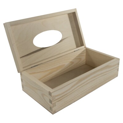 Rechteckige Holz Taschentuchhalter Box mit Deckel / Kiefernholz / Handwerk Decoupage Geschenk