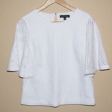Banana Republic White Eyelet Top w/Bell Sleeves Sz XS