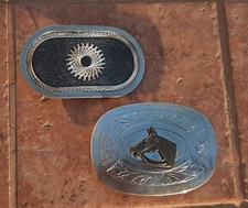 Vantage Chambers Belt Co. USA Horse Head / 1970s Spiral Design Belt Buckle Lot