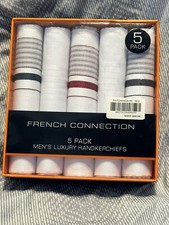NEW French Connection Men's 5 Pack Luxury Handkerchiefs Pocket Square 16"
