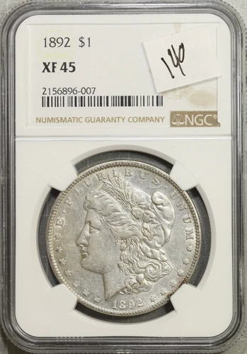 1892 Morgan Silver Dollar NGC XF 45 Extra Fine #6-007