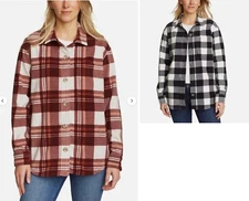 New Eddie Bauer Womens Ultra Soft Microfleece Shirt, Brown/Black, Size S/M/L