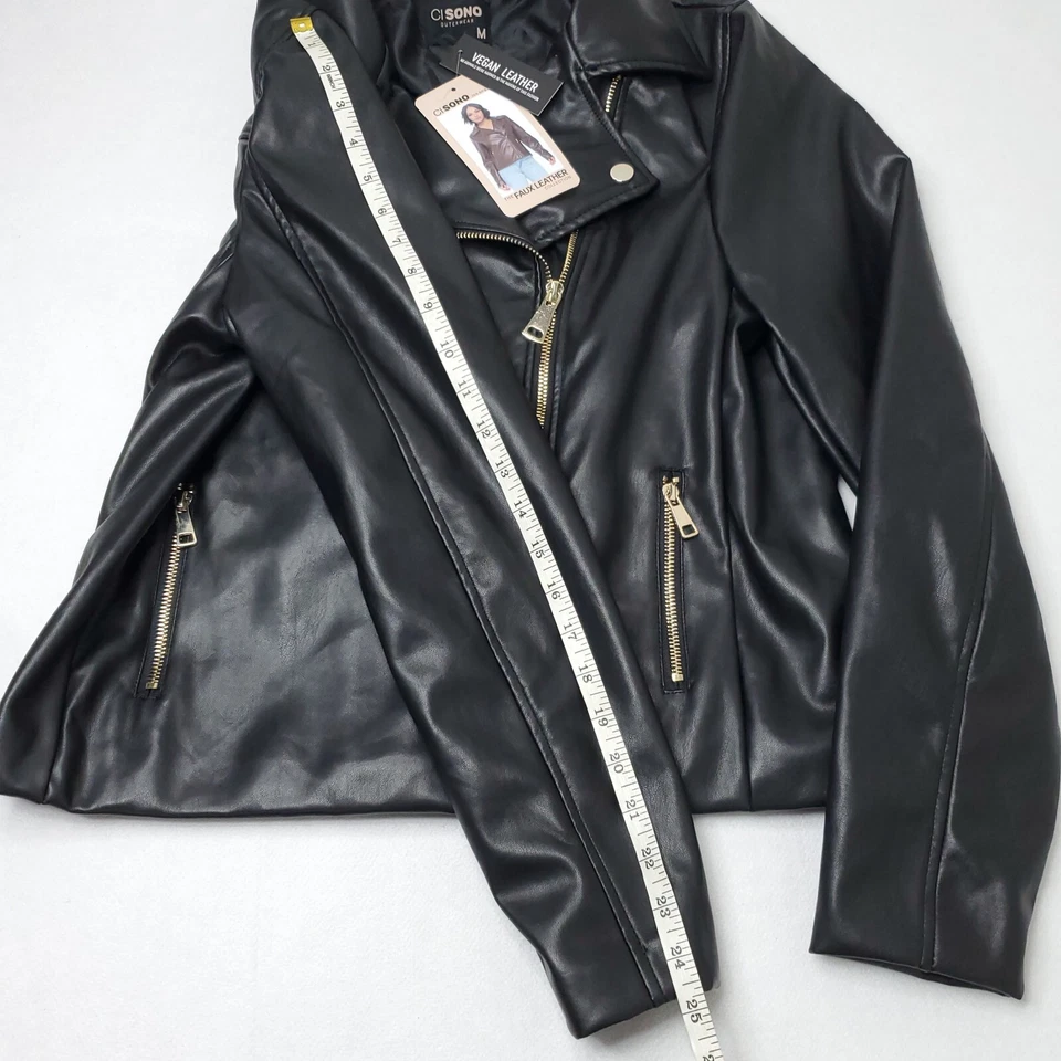 Chaqueta Ci Sono by Cavalini para mujer mediana negra suave cuero vegano motocicleta nueva con etiquetas Foto 4 de 4