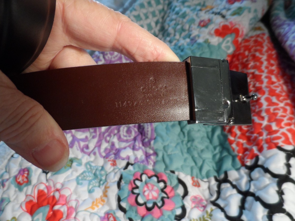 New Gucci Black Leather Belt w/Silver Tone Buckle Size 36 Authentic Gucci Black Calfskin Leather Silver Interlocking G  main image 4