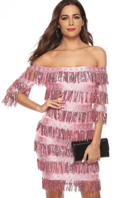 great gatsby pink dress 1920's Great Gatsby Flapper Dress Size 6UK 2US