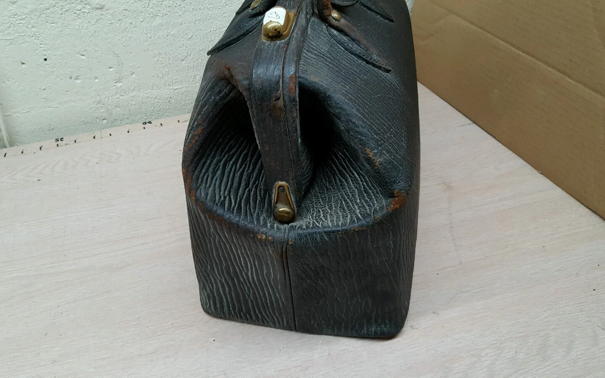 1930s Black Leather Doctors Bag