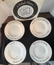Feed On The Word Set Of 4 -Dessert/Bread/Appetizer/Salad Plates 8 1/2" " FAITH"