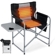 SUNYRISY 36" Tall Folding Directors Chair Heated Chair with Side Table 500 lb
