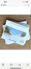 5 Pack Beach Peace on Ear Christmas Cards- Eco- Friendly Hand Made 100% recycled