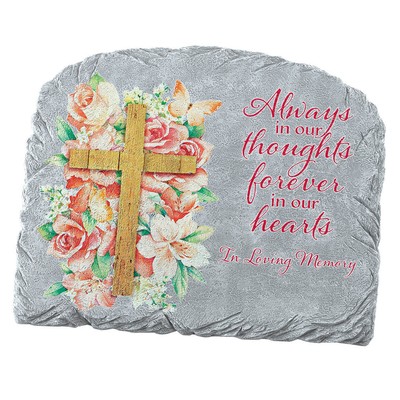 Floral Cross Garden Stone