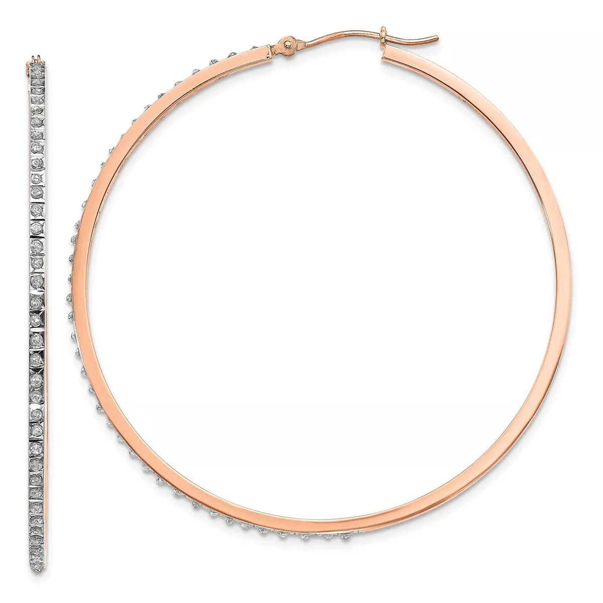 Large rose gold diamond hoop earrings deals