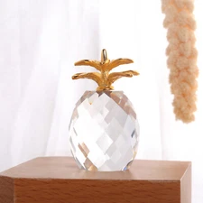 Clear Crystal Pineapple Figurine Collectible Glass Fruit Ornament Office Decor