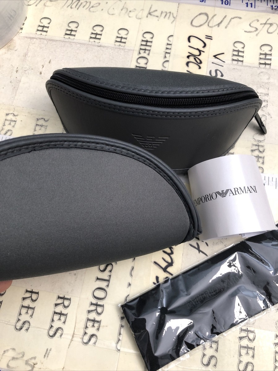 2X New Emporio Armani Original Gray Eyeglass Sunglasses Case