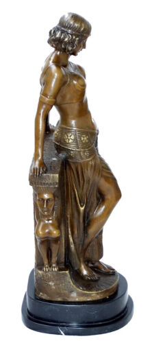 Große Art Deco Bronzeskulptur - Ägypterin - signiert Milo - Marmorsockel - Bild 6 von 8