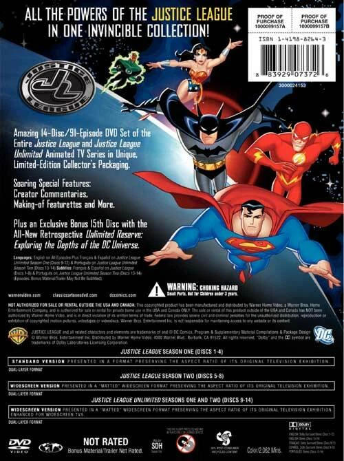 Justice League:The Complete Series(DVD,15-Disc Set,Tin Box)NEW+Unlimited Foto 2 de 4