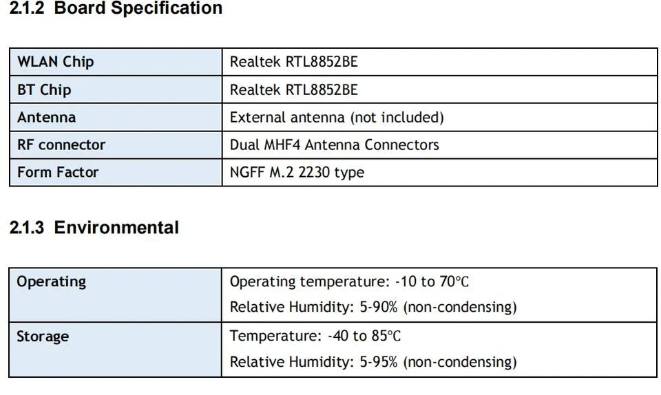 RTL8852BE NGFF M.2 KEY A+E 2230 802.11AC/AX WIFI 6 WLAN+Bluetooth 5.2 AX1800 - Bild 2 von 3