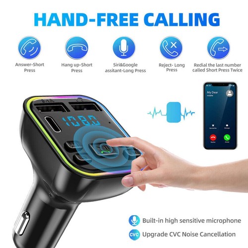 Bluetooth FM Transmitter Handsfree Car Kit Radio MP3 Player Y9Q7 USB A7F1 - Afbeelding 2 van 10