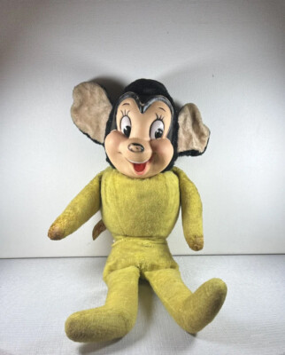 Vintage Rubber Face Mighty Mouse Plush Toy Stuffed Doll 17” IDeal