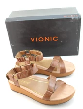 NWB VIONIC Kayan Size 7 Toffee Brown Orthotic Backstrap Women Sandals MSRP $125