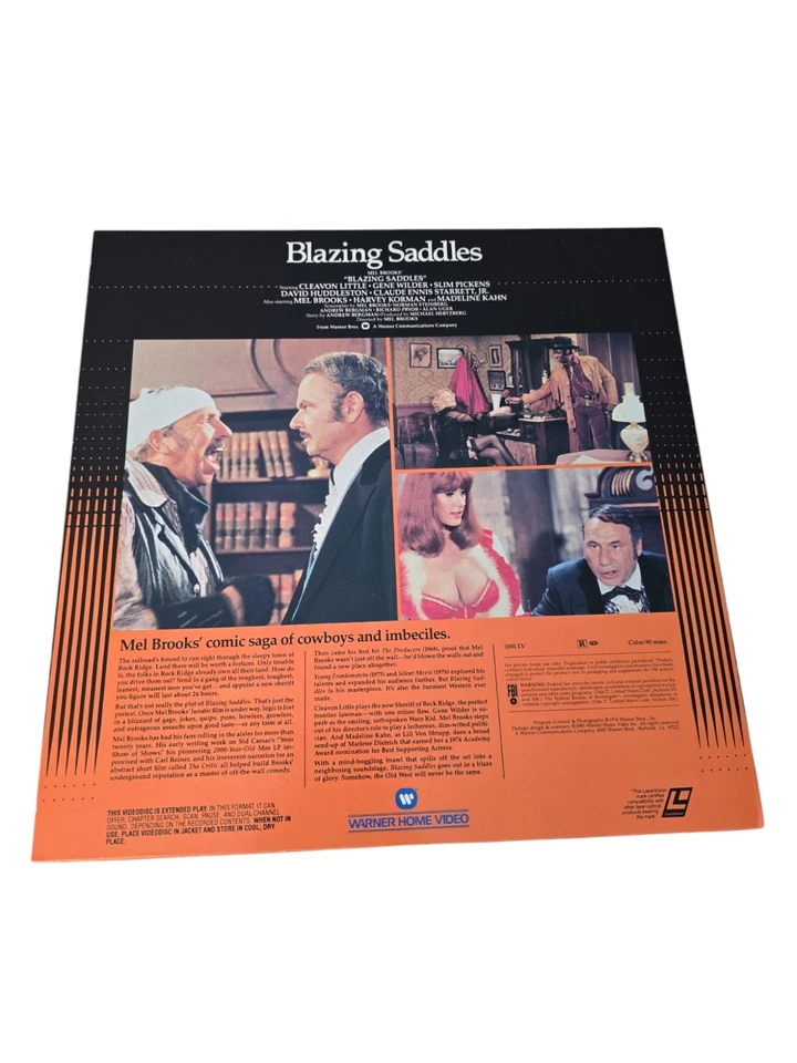 1983 Laserdisc Blazing Saddles Mel Brooks Movie Slapstick Unwoke Comedy Wilder Foto 2 de 2